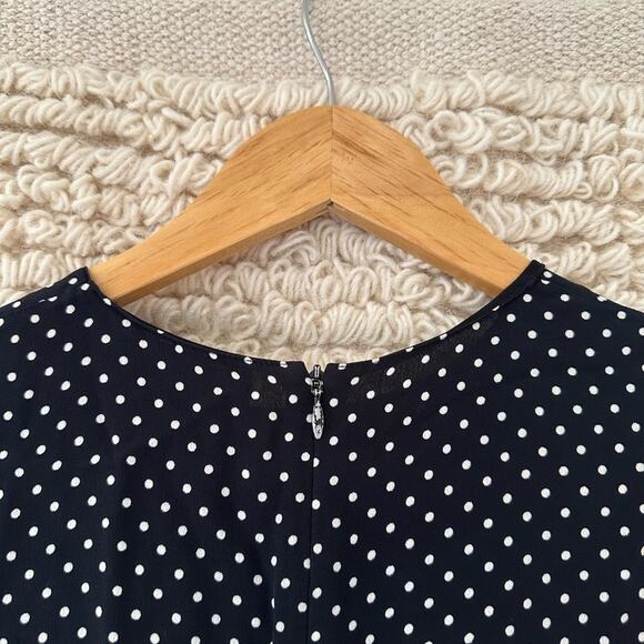 Theory Black Crepe Polka Dot Crew Dress - Picture 8 of 9